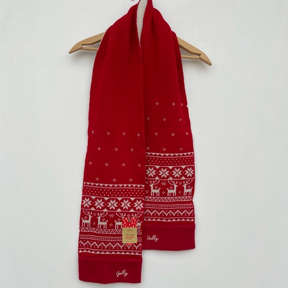 Hallmark Red Winter Scarf with White Patterns - Picture 3 of 8